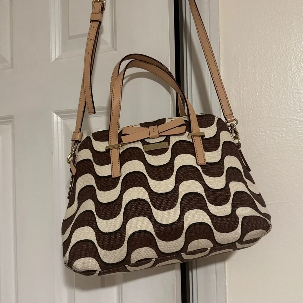Kate Spade South Poplar Street Francis Wave Print Bow Satchel crossbody